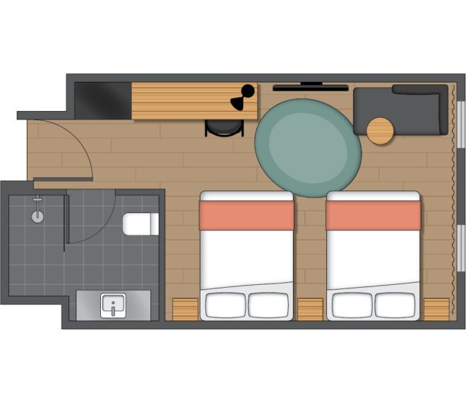 Floor plan room 211 deluxe twin